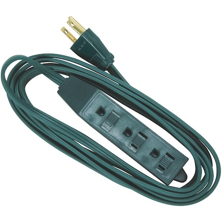 All-Source Extension Cord, 16 AWG, Indoor, 16/3, 3 Outlets, Green, 9 ft IP-JTW163-09X-GR